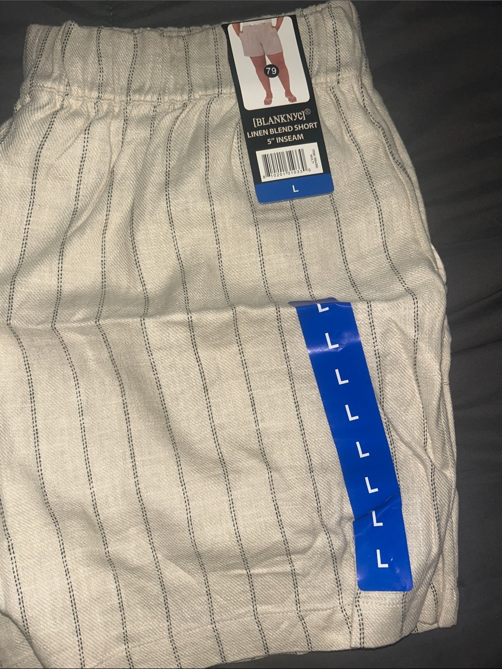 BLANKNYC Beige Pinstripe Linen Blend Shorts